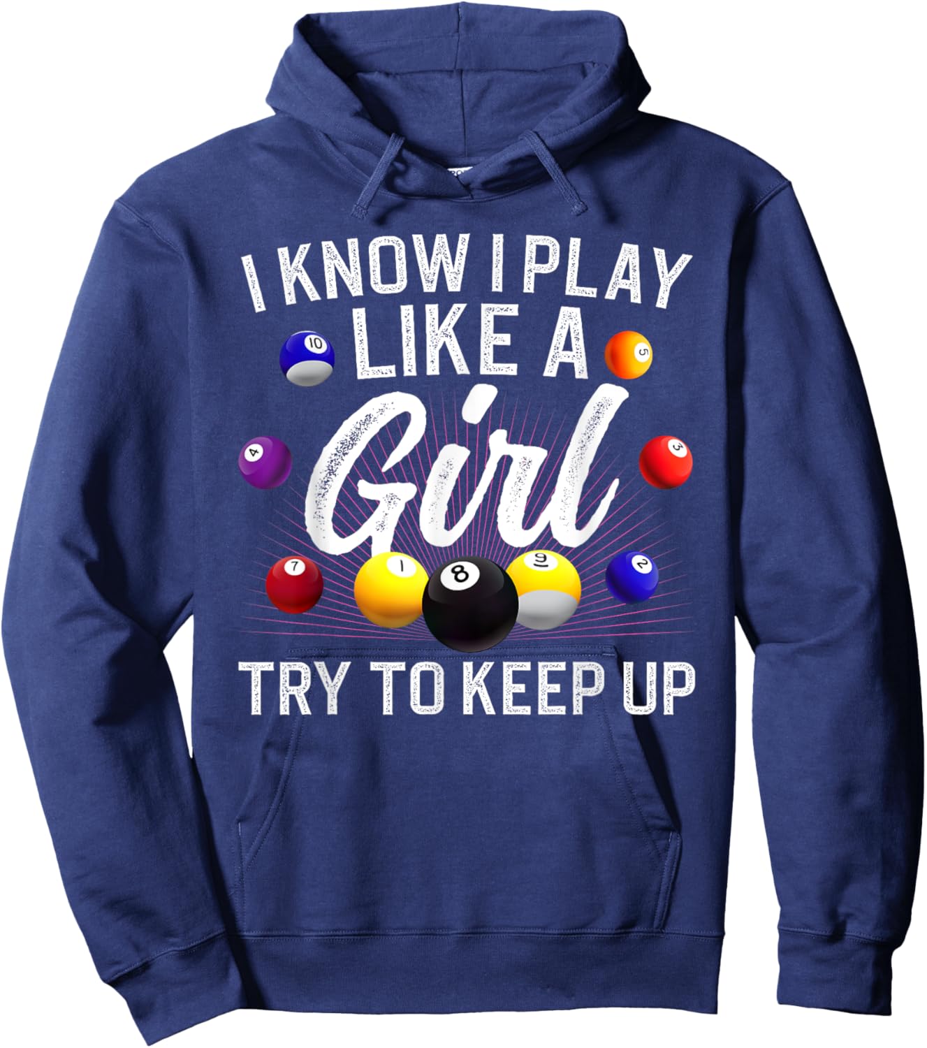 Funny Billiards Design Girls Pool Billiard Player Hoodie - Hoodie | Navy