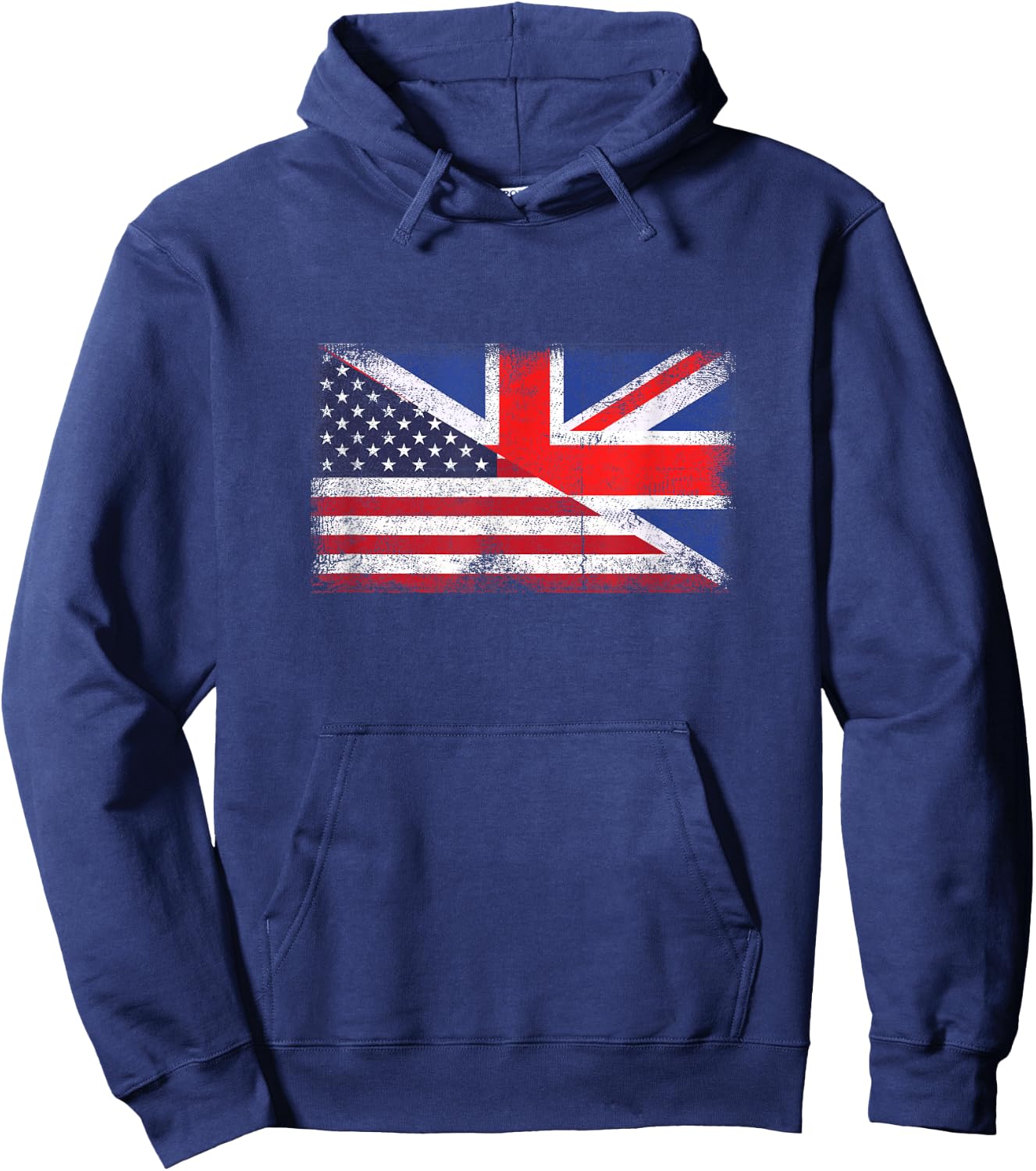 United Kingdom America Flag Half British Half American Hoodie - Hoodie | Navy