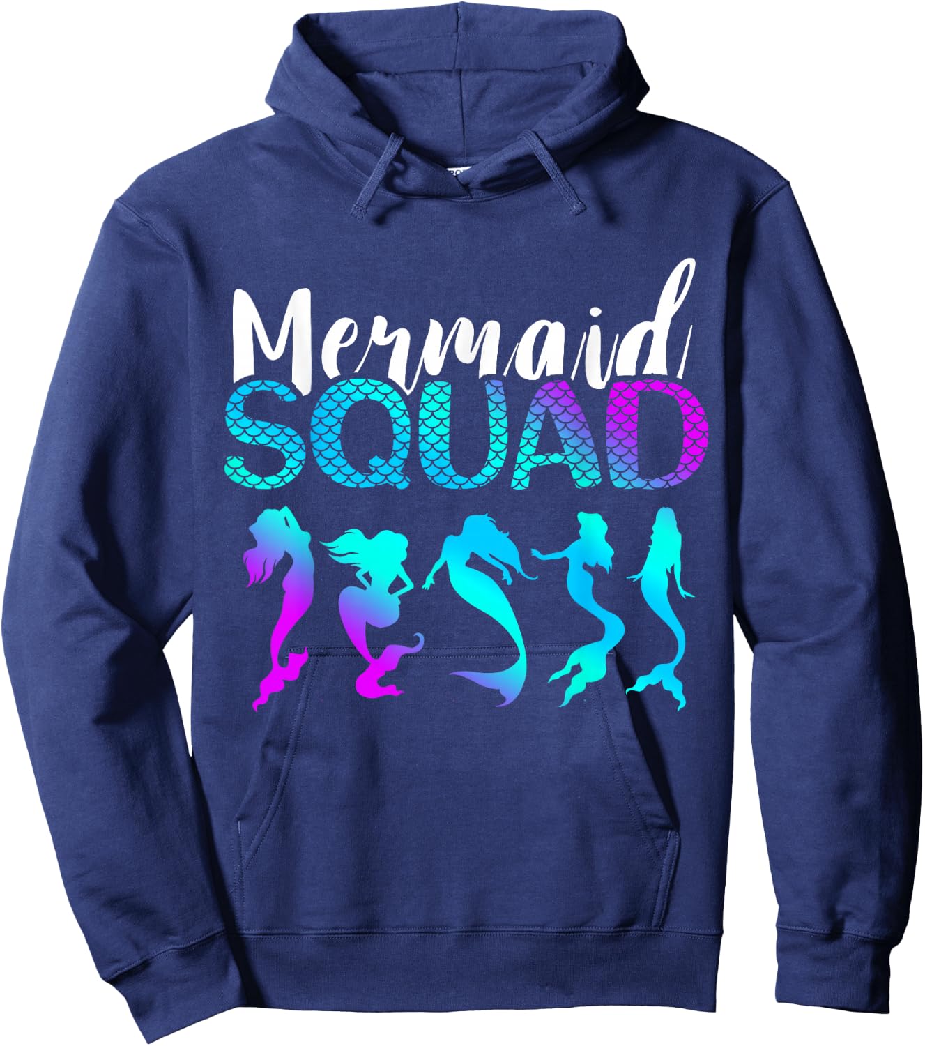 Mermaid Squad Aqua Beautiful Marine Sea Creature Clamshell Hoodie - Hoodie | Navy