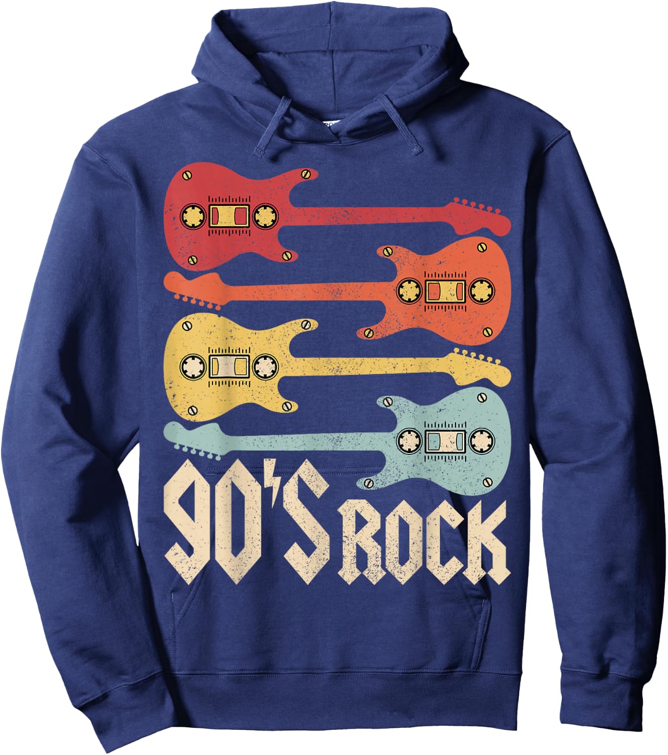 90s Rock Band Guitar Cassette Tape 1990s Vintage 90s Costume Hoodie - Hoodie | Navy
