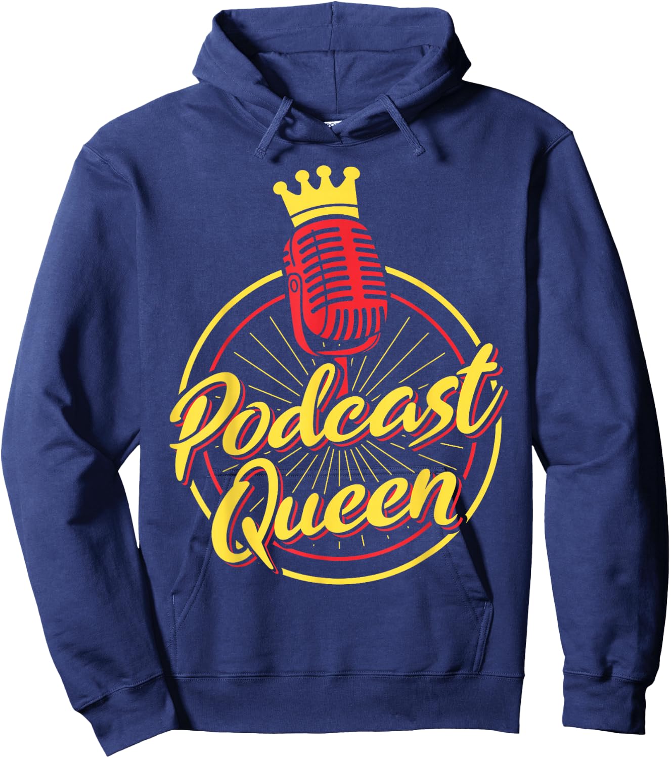 Podcasting Radio Streaming Vintage Podcast Queen Hoodie - Hoodie | Navy