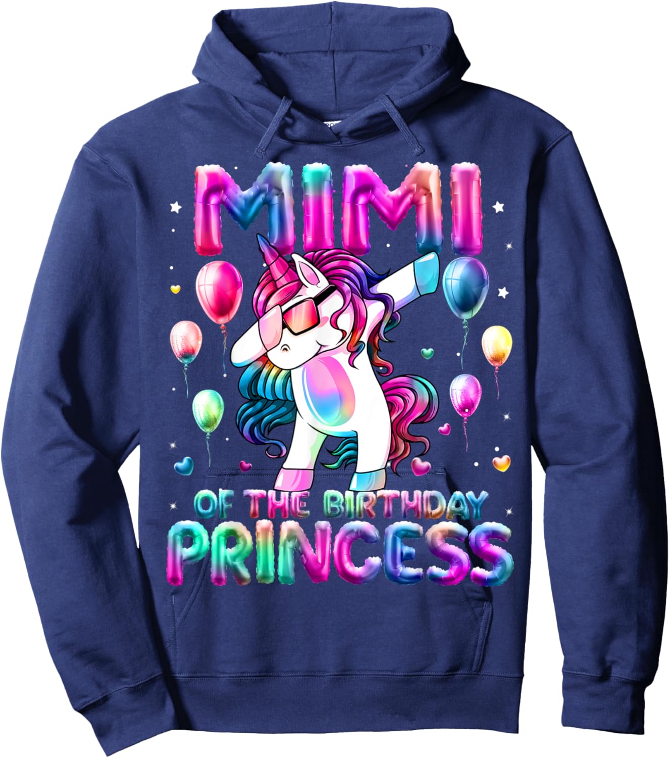 Grandma of the Birthday Princess Girl Dabbing Unicorn Mimi Hoodie - Hoodie | Navy