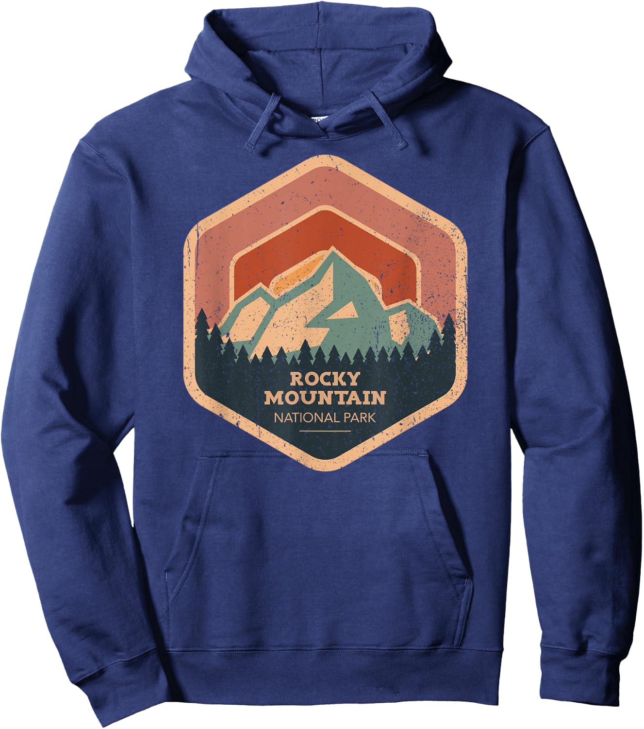 Rocky Mountain National Park Retro Sunset Vintage Hoodie - Hoodie | Navy