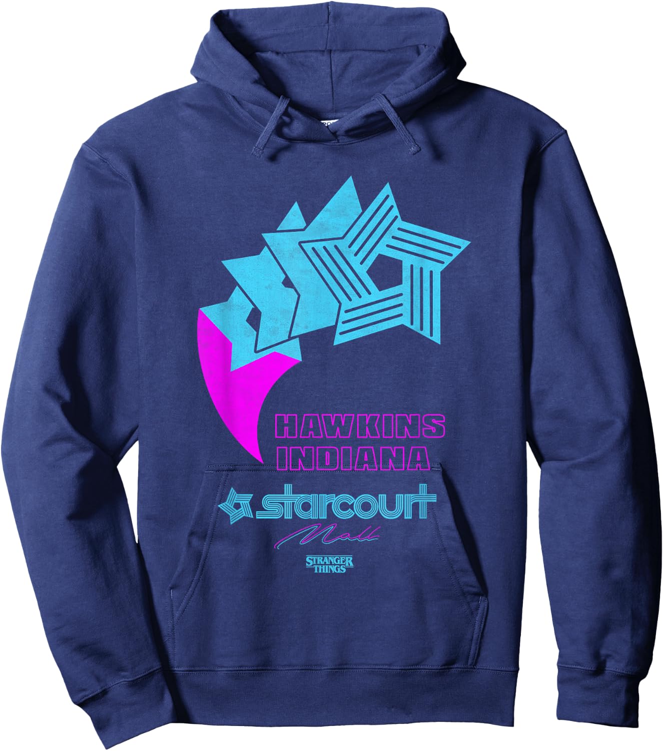 Stranger Things Hawkins Indiana Starcourt Mall Retro Logo Hoodie - Hoodie | Navy