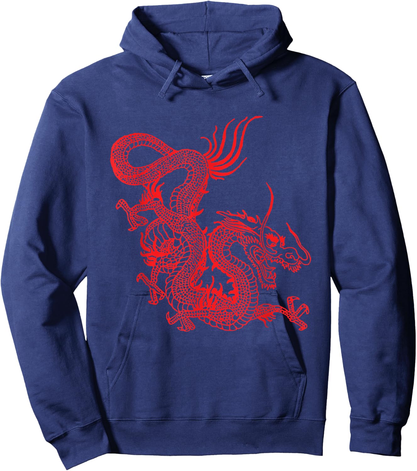 Vintage Red Chinese Dragon 80s, Traditional Asian Gift Hoodie - Hoodie | Navy