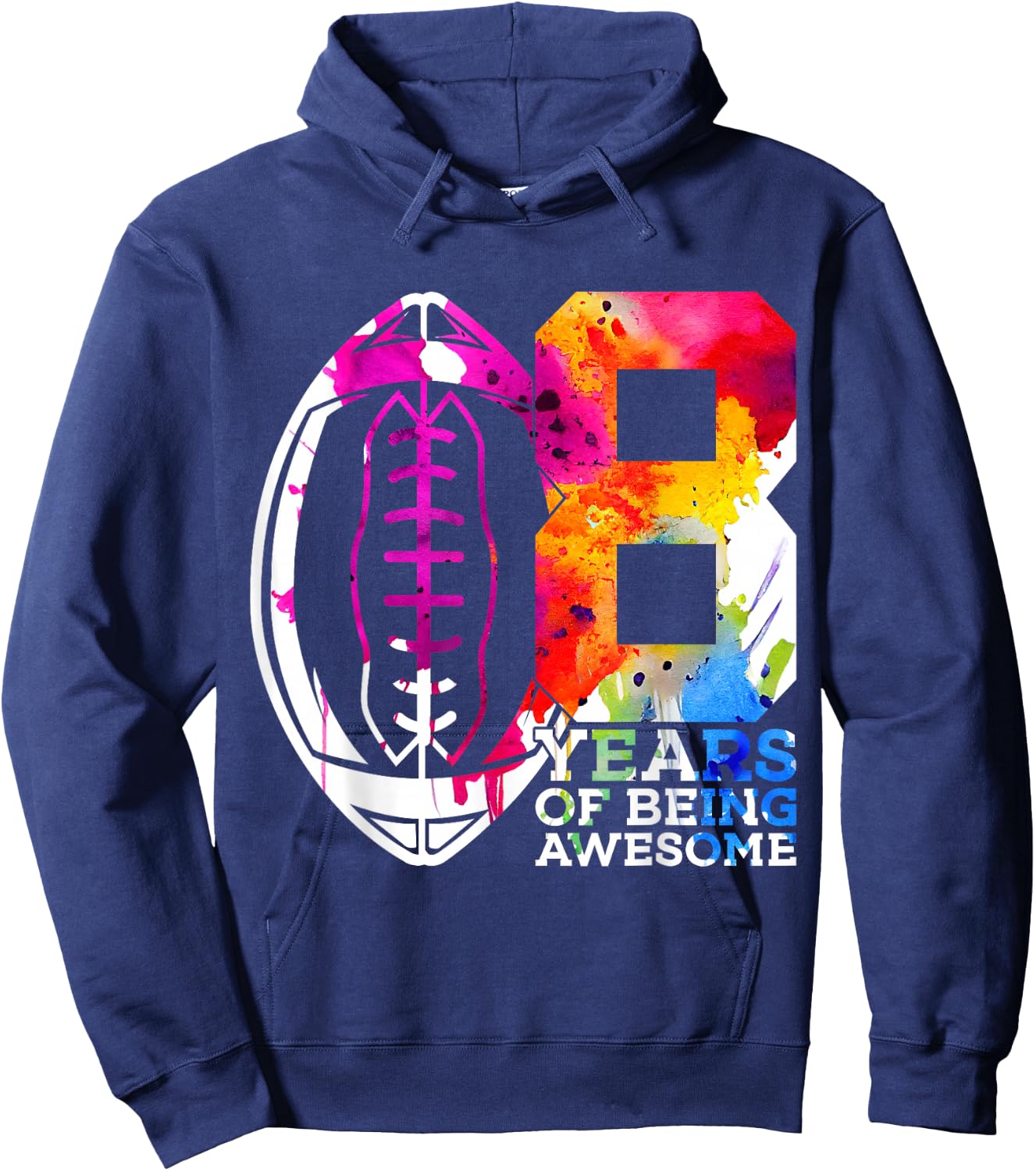 8 Years of Being Awesome Football 8TH Birthday Hoodie - Hoodie | Navy