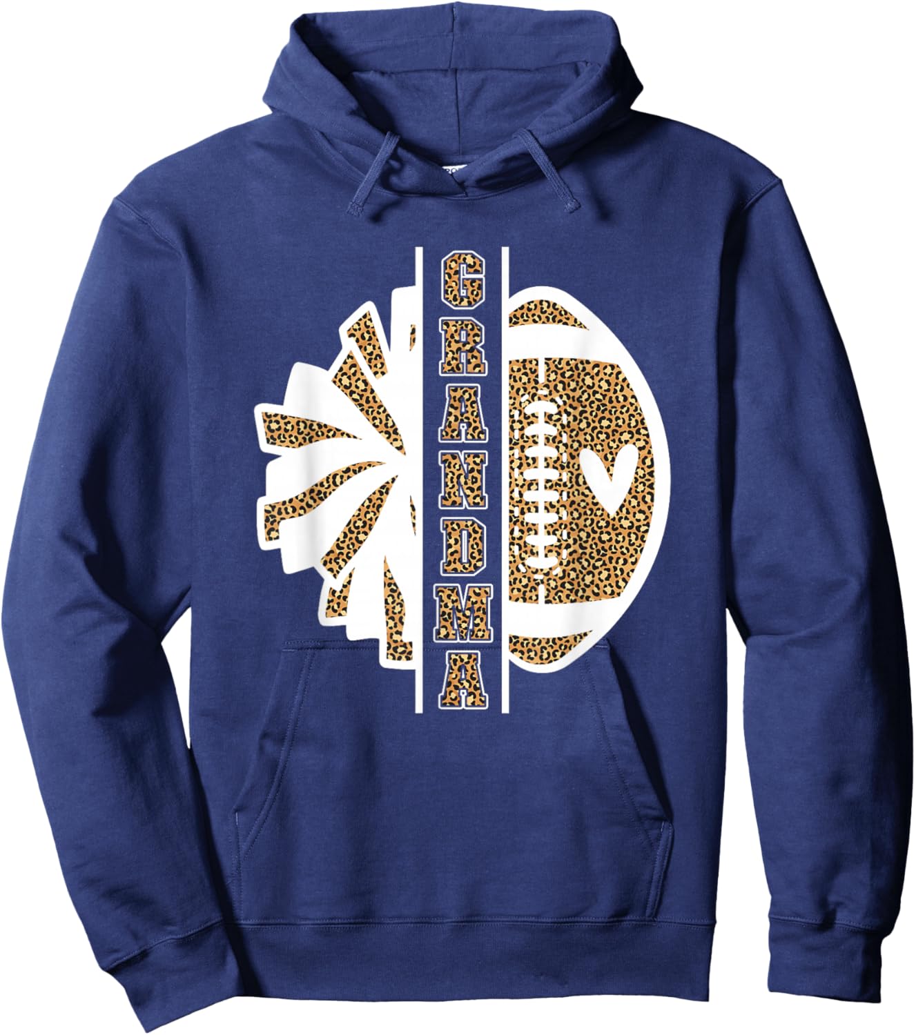 Grandma Of A Football Player & Cheerleader Grandma Leopard Hoodie - Hoodie | Navy