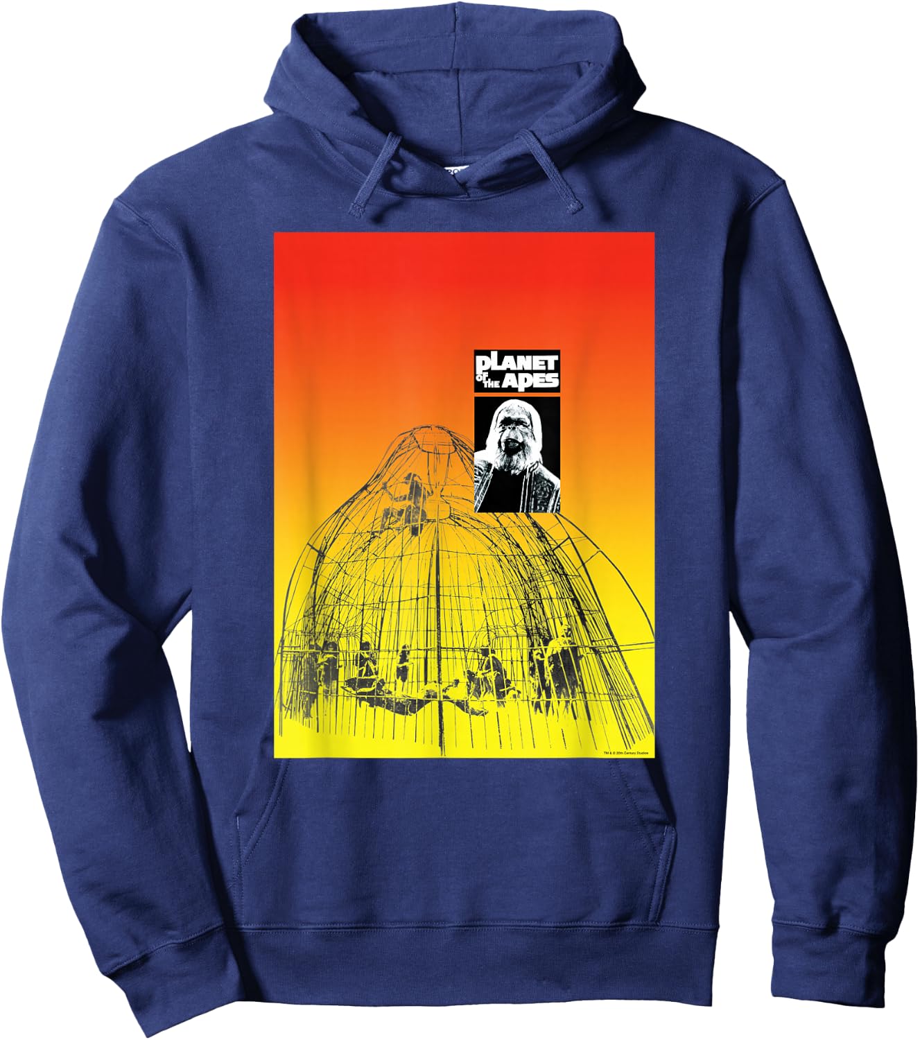 Planet of the Apes 1968 Dr Zaius and Cage Vintage Poster Art , Small Hoodie - Hoodie | Navy