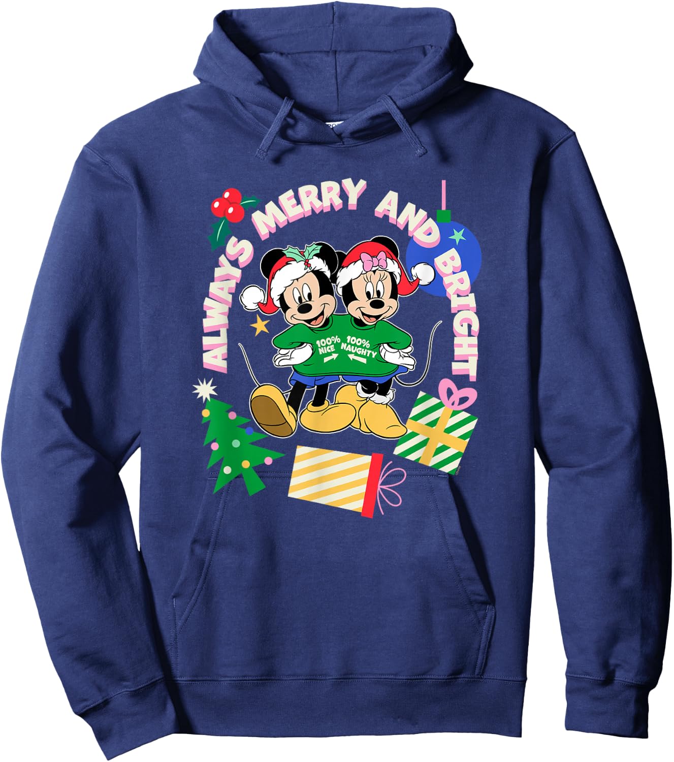 Disney Mickey & Minnie Christmas Always Merry & Bright Hoodie - Hoodie | Navy