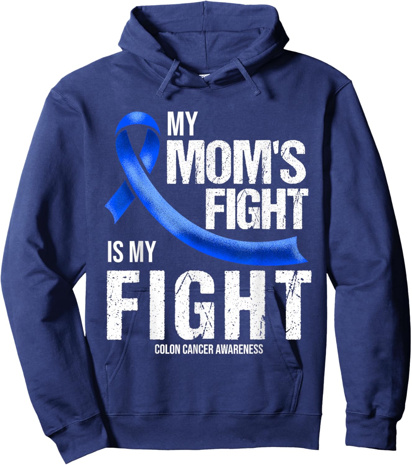 Colon Cancer Awareness Blue Ribbon Mom Warriors Hoodie - Hoodie | Navy