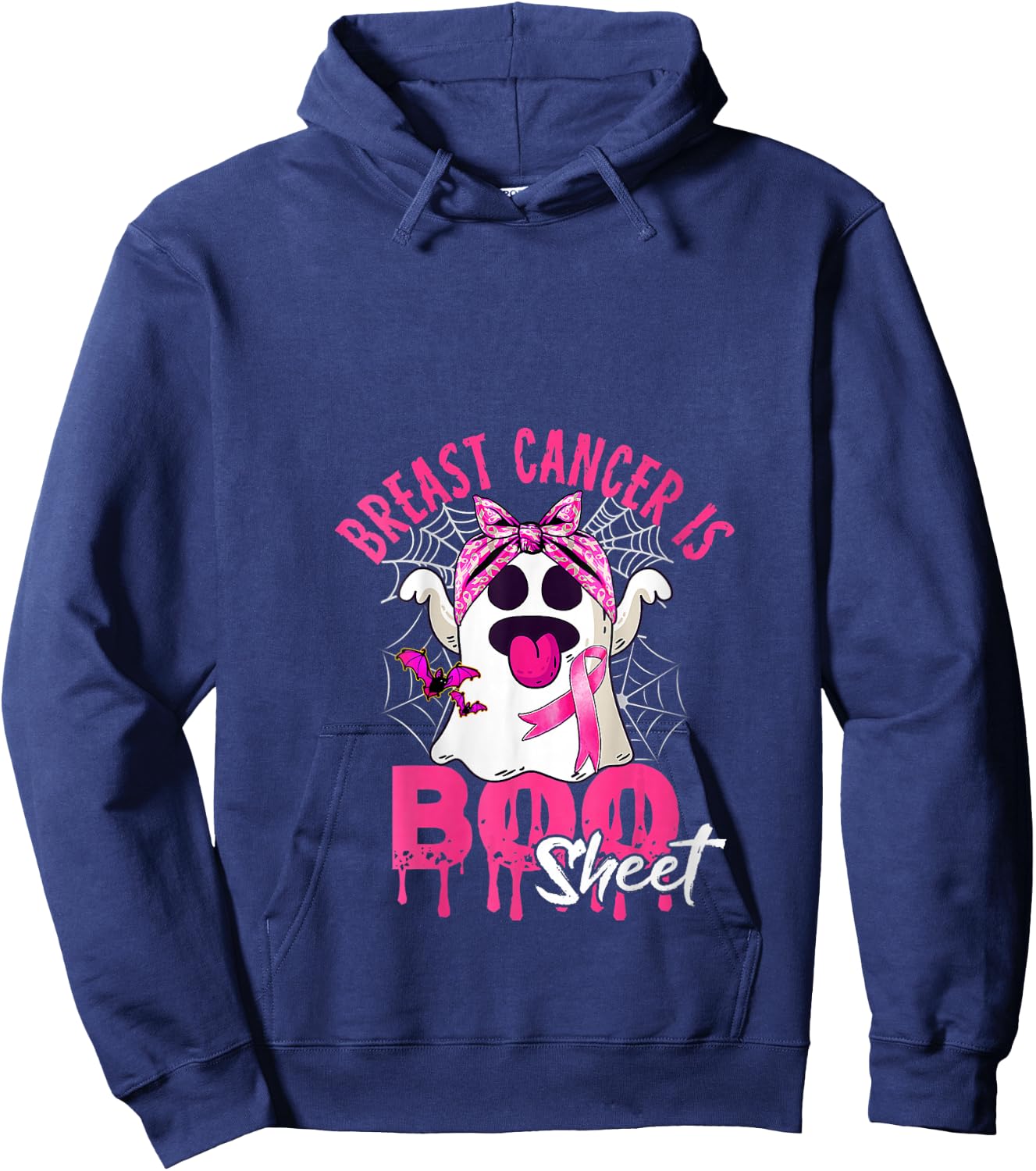 Breast Cancer Is Boo Sheet Halloween Breast Cancer Awareness V-Neck Hoodie - Hoodie | Navy