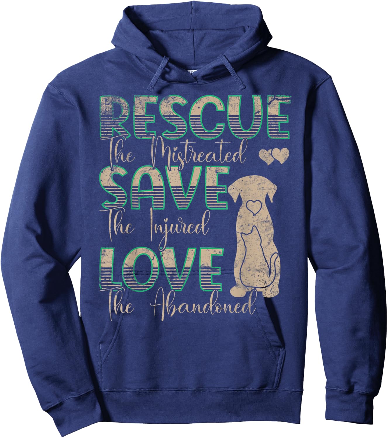 Save Love Rescue the Mistreated Animals Rescue Dog Hoodie - Hoodie | Navy