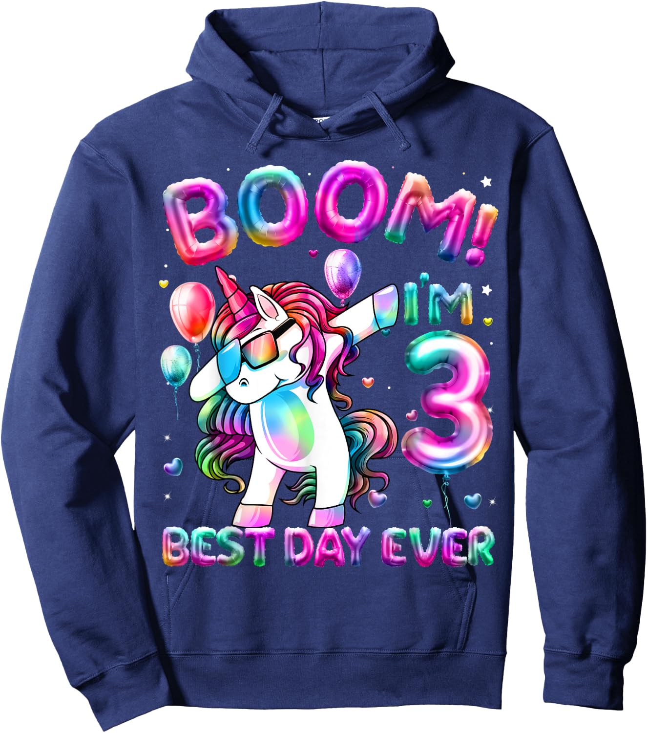 3 Years Old Dabbing Unicorn Gifts 3rd Birthday Girl Party Hoodie - Hoodie | Navy