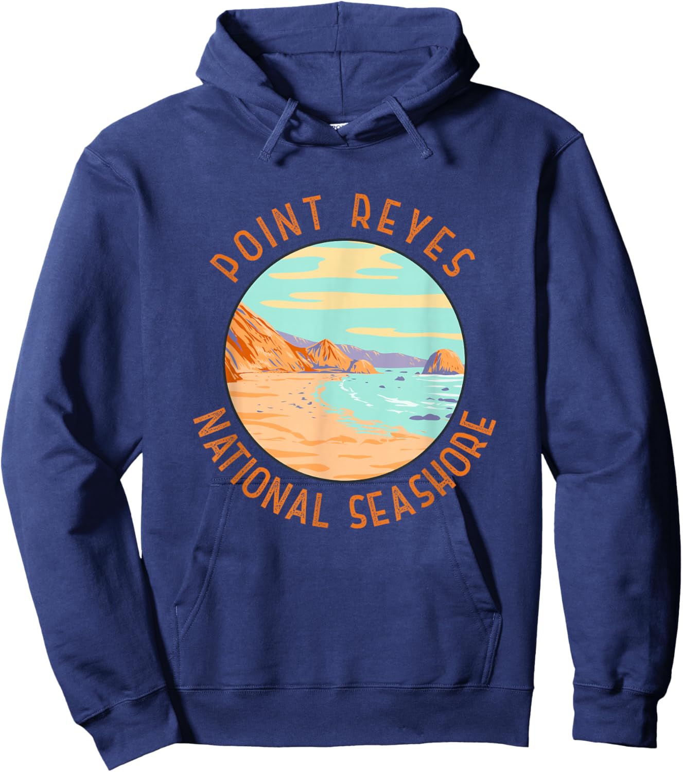 Point Reyes National Seashore Distressed Circle Vintage Hoodie - Hoodie | Navy