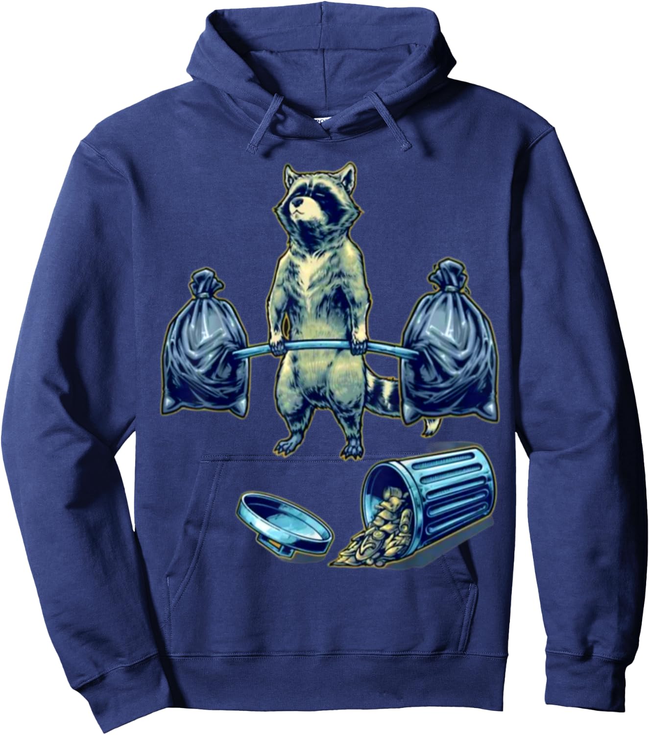 Deadlifting Raccoon Weightlifting Bodybuilding Fitness Gym Hoodie - Hoodie | Navy