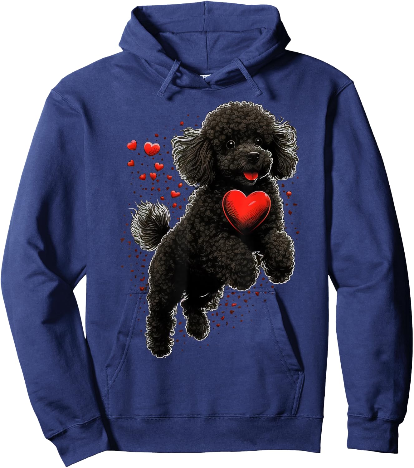 Toy Poodle Love Heart for Valentines Day on Poodle Lover Hoodie - Hoodie | Navy