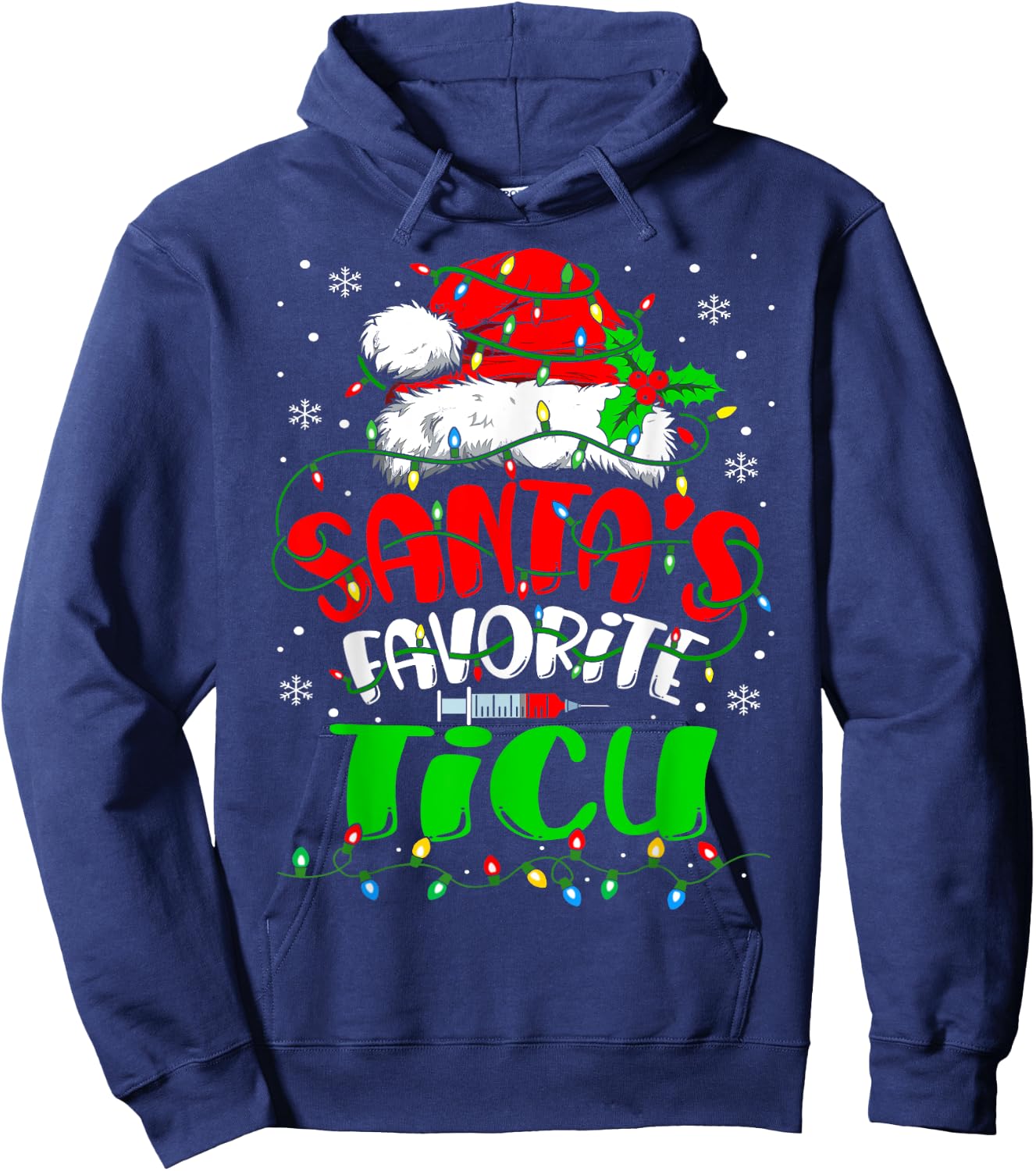 Santa Favorite TICU Nurse Christmas Trauma ICU Nurse Hoodie - Hoodie | Navy