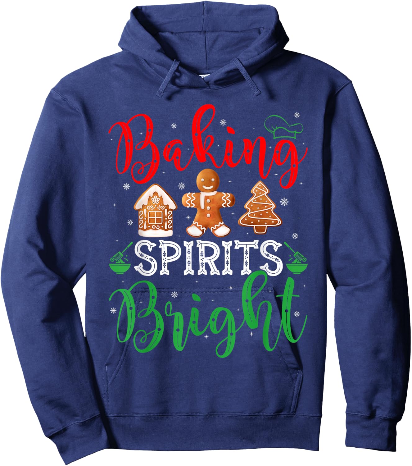 Christmas Baking Spirits Bright Cute Christmas Pajama Hoodie - Hoodie | Navy