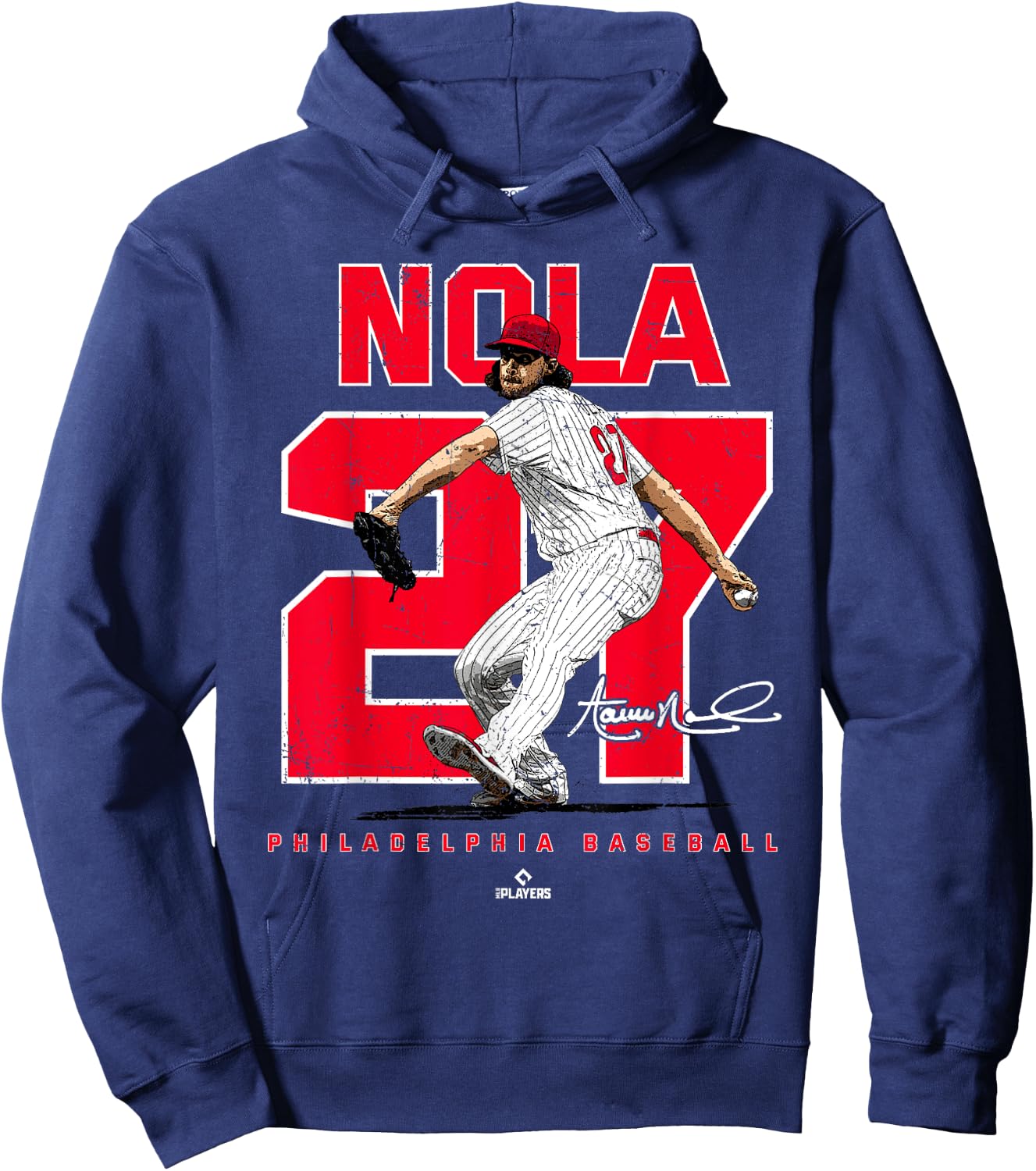 Number and Portrait Aaron Nola Philadelphia MLBPA Hoodie - Hoodie | Navy