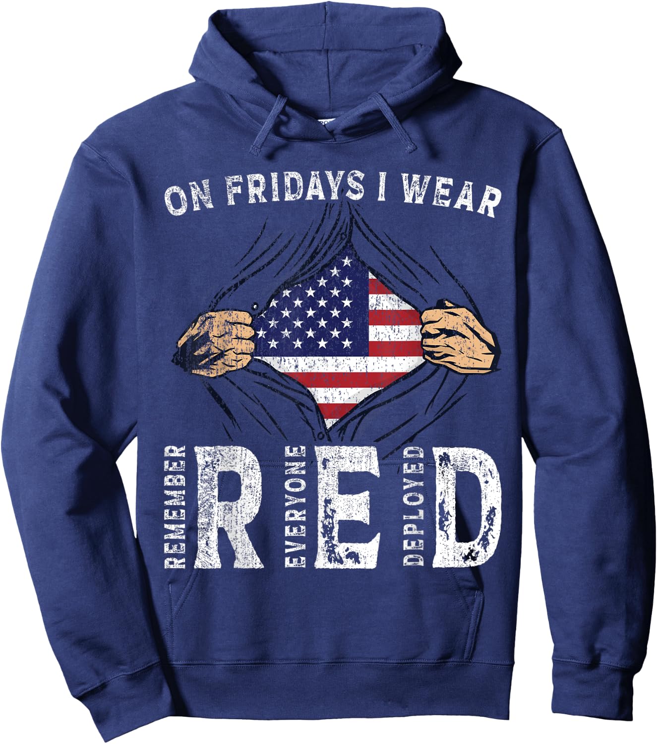 On Fridays I Wear Red USA Support American Troops Hoodie - Hoodie | Navy