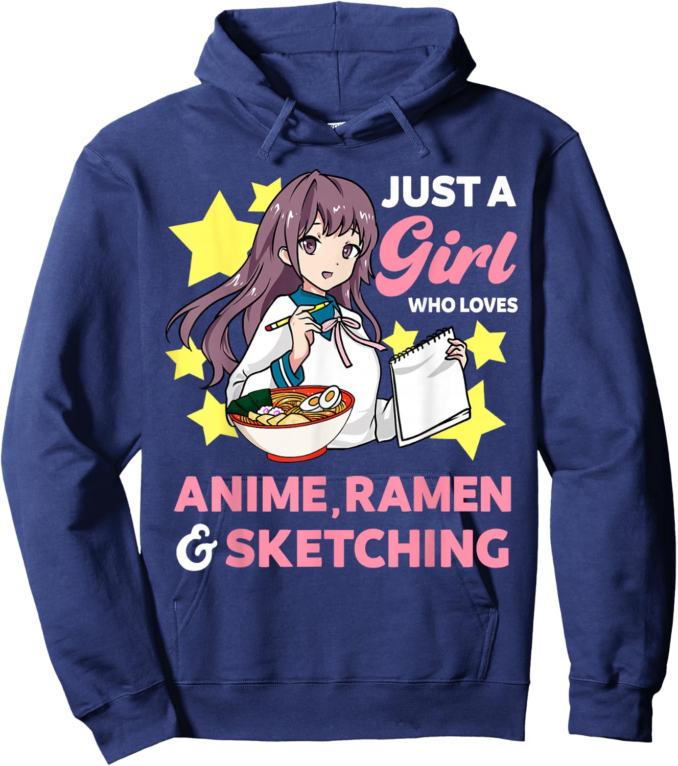Just A Girl Who Loves Anime Ramen and Sketching Drawing Art Hoodie - Hoodie | Navy