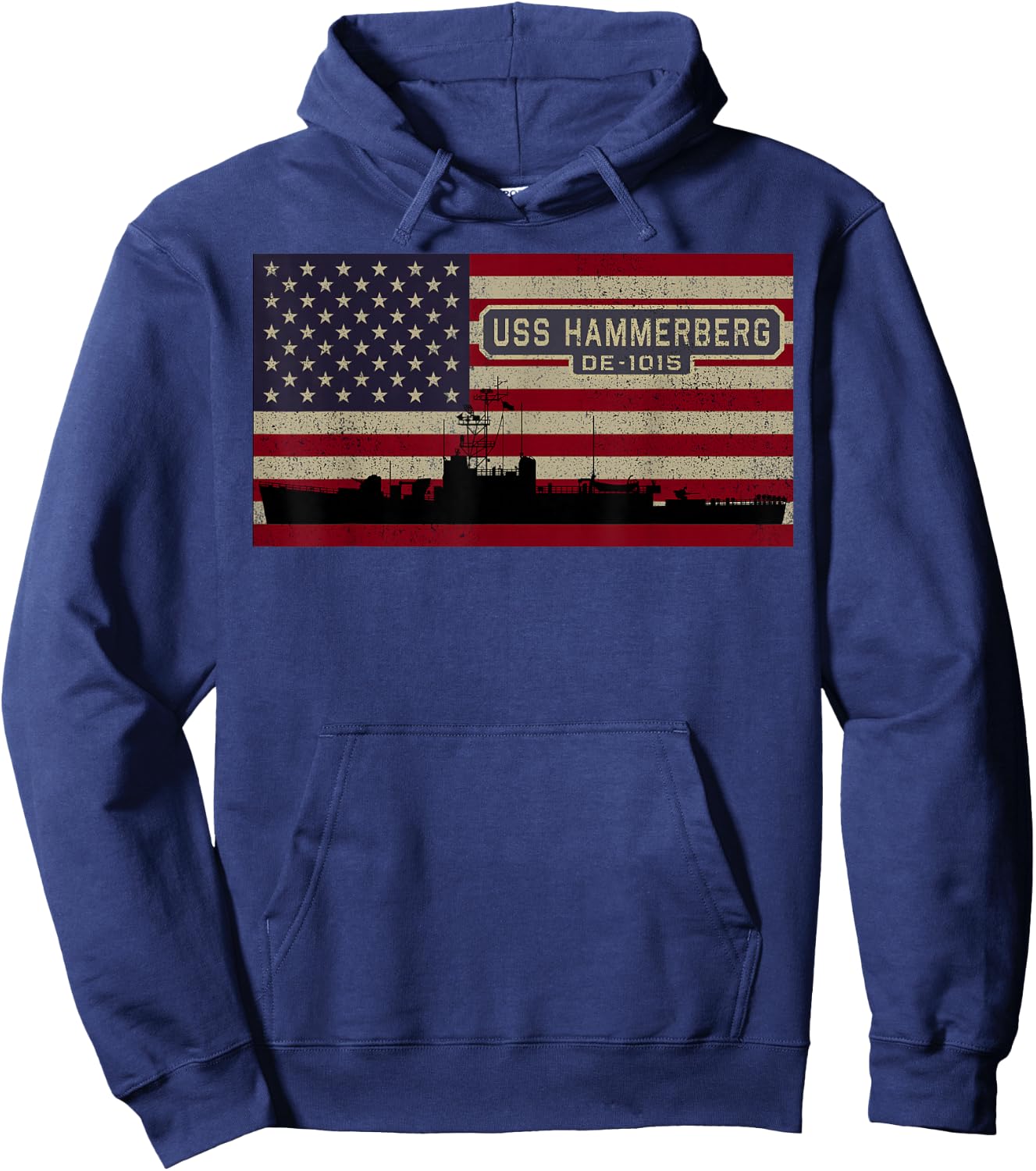 USS Hammerberg DE-1015 Ship Diagram American Flag Hoodie - Hoodie | Navy