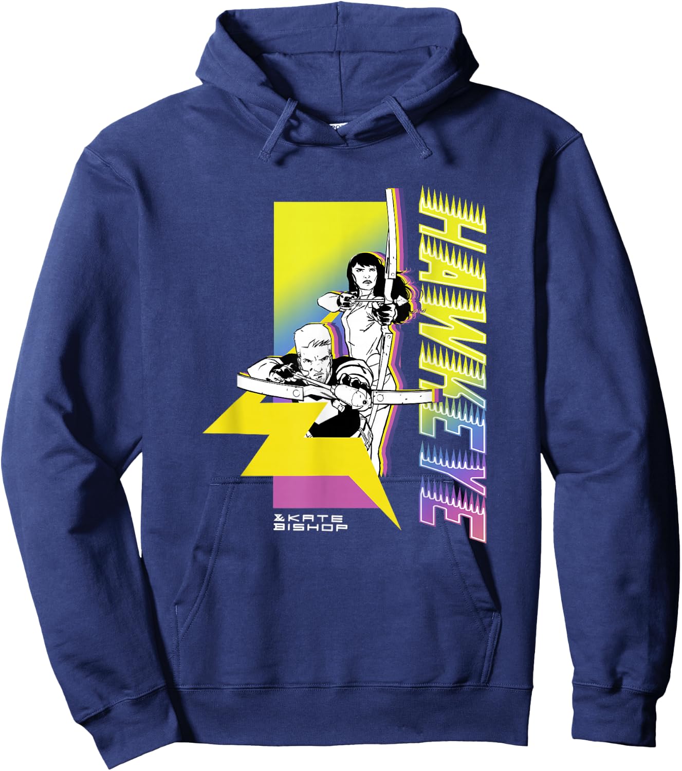 Marvel Comics Retro Classic Hawkeye & Kate Bishop Poster Hoodie - Hoodie | Navy