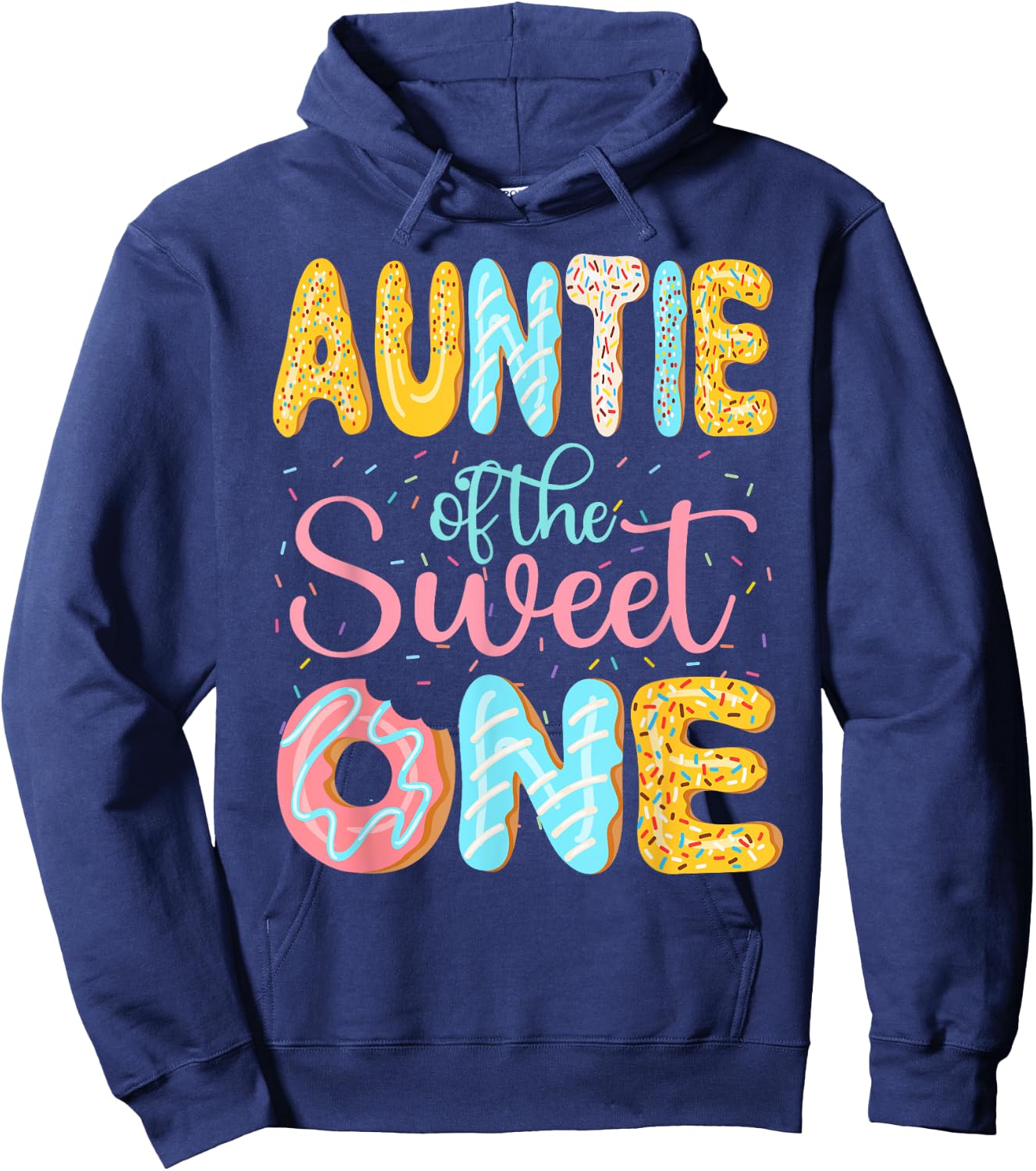 Auntie of the Sweet One Aunt Donuts Family Matching Party Hoodie - Hoodie | Navy