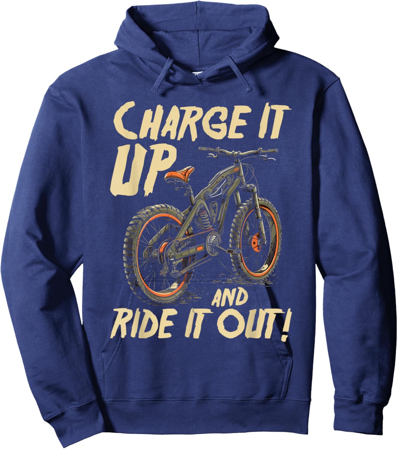 Charge It Up And Ride It Out E-Bike Rider Hoodie - Hoodie | Navy