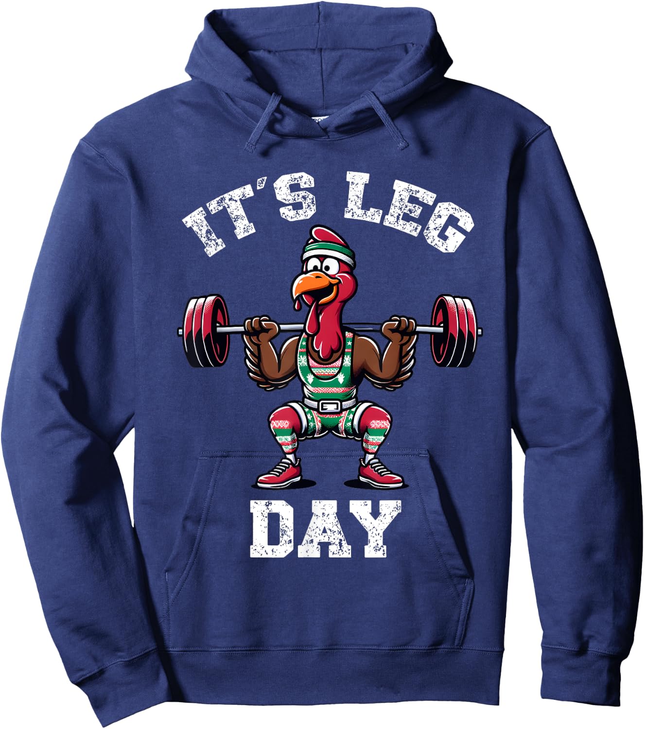 Funny Deadlifting Turkey Thanksgiving Leg Day Deadlift Hoodie - Hoodie | Navy