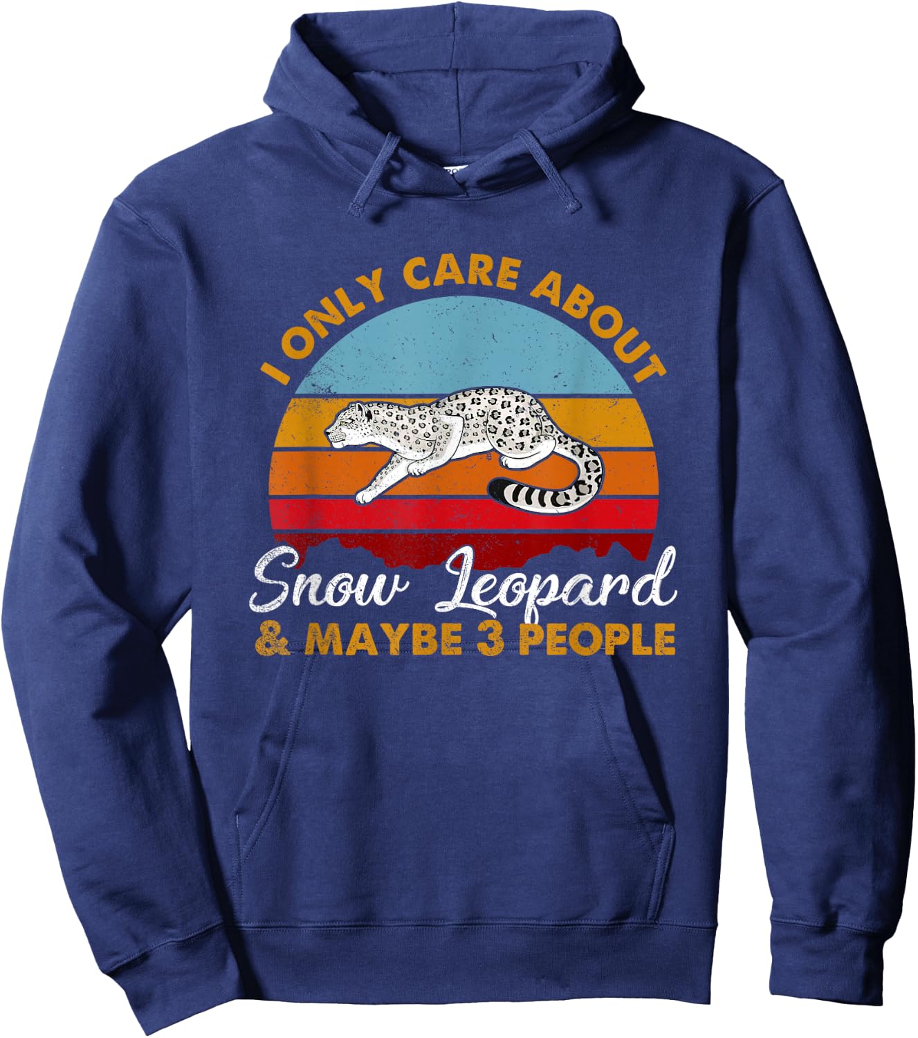 Retro Style Sunset Snow Leopard Hoodie - Hoodie | Navy