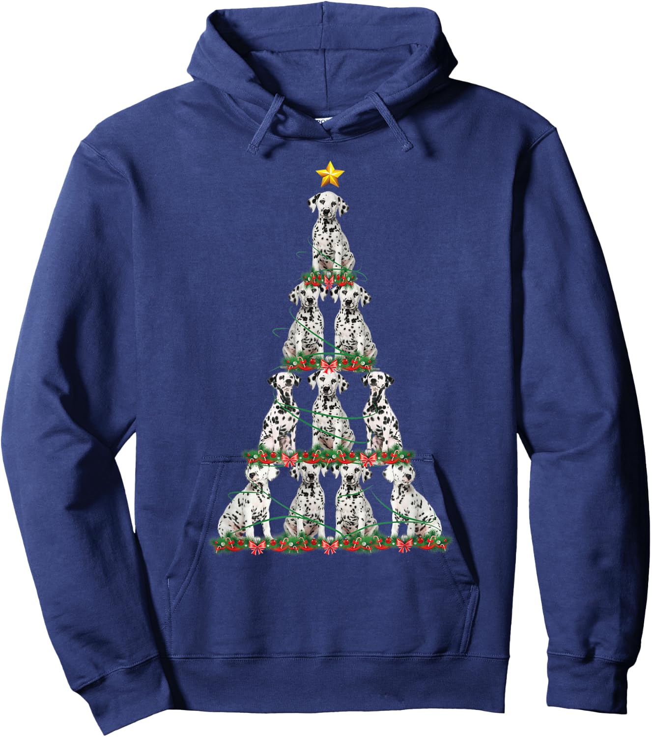 Merry Christmas Dalmatian Dog Christmas Tree Hoodie - Hoodie | Navy