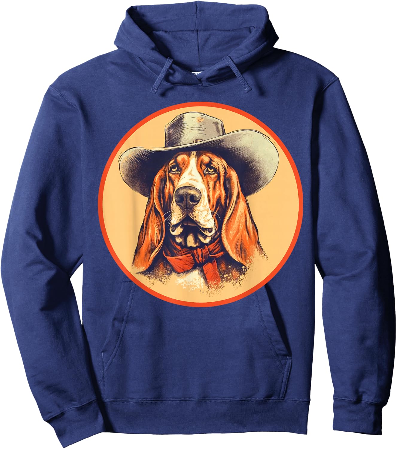 Vintage Basset Hound Cowboy Cute Western Country Music Hoodie - Hoodie | Navy