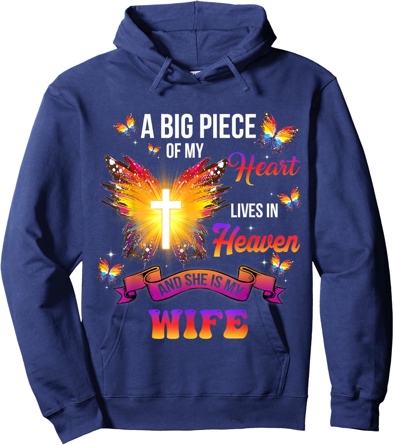 I Have An Angel In Heaven, Mom I Call Her My Wife Memorial Hoodie - Hoodie | Navy