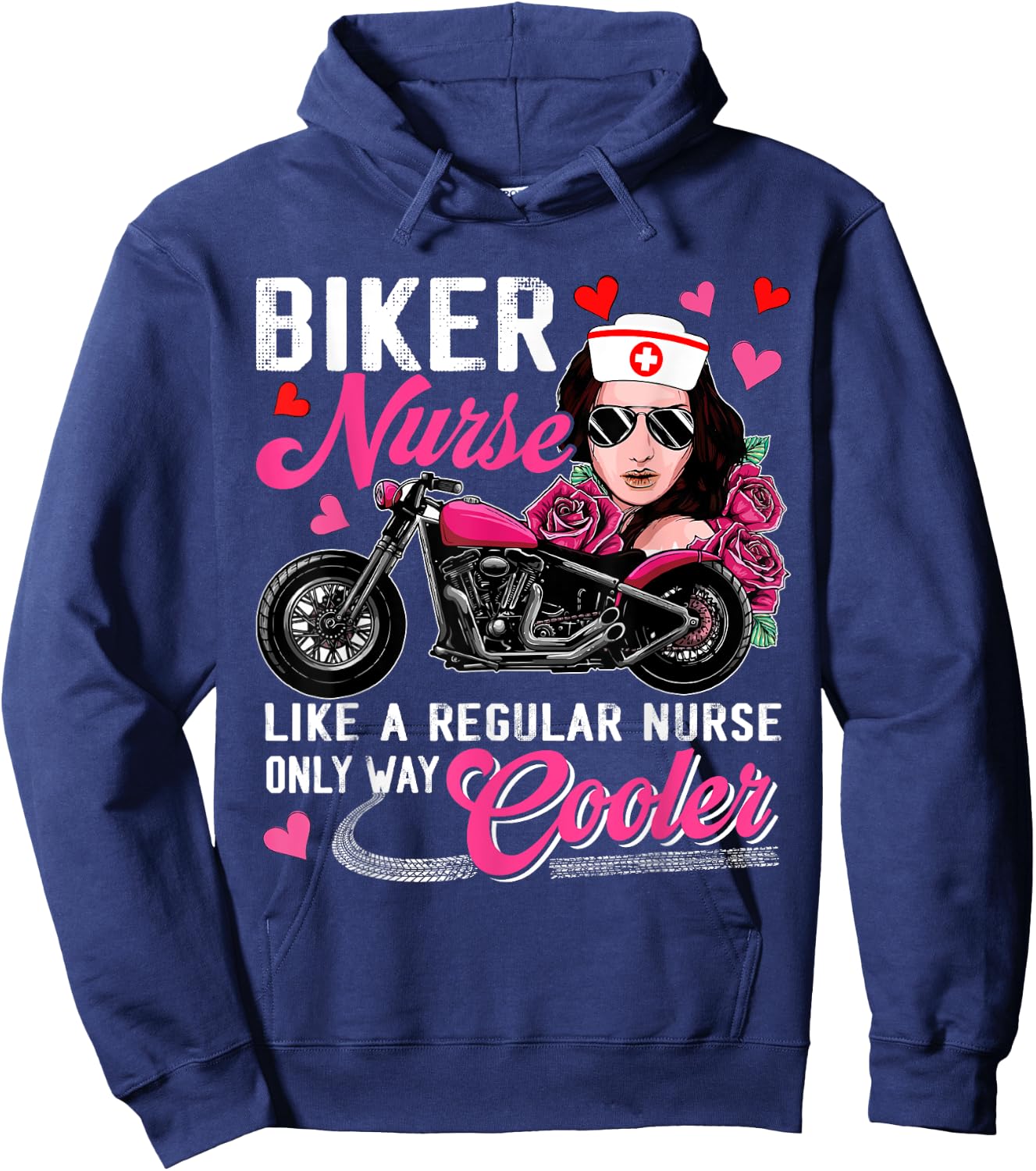 Biker Nurse Definition Only Cooler Motorcycle Woman Hoodie - Hoodie | Navy