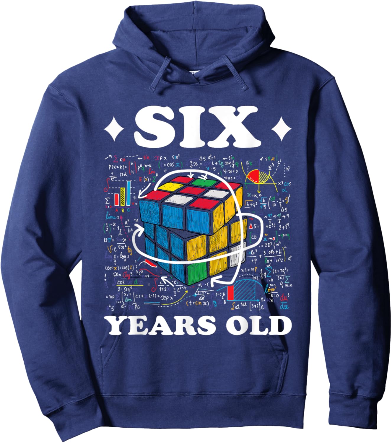 Competitive Speed Cubing 6 Years Old Birthday for Boy Girl Hoodie - Hoodie | Navy
