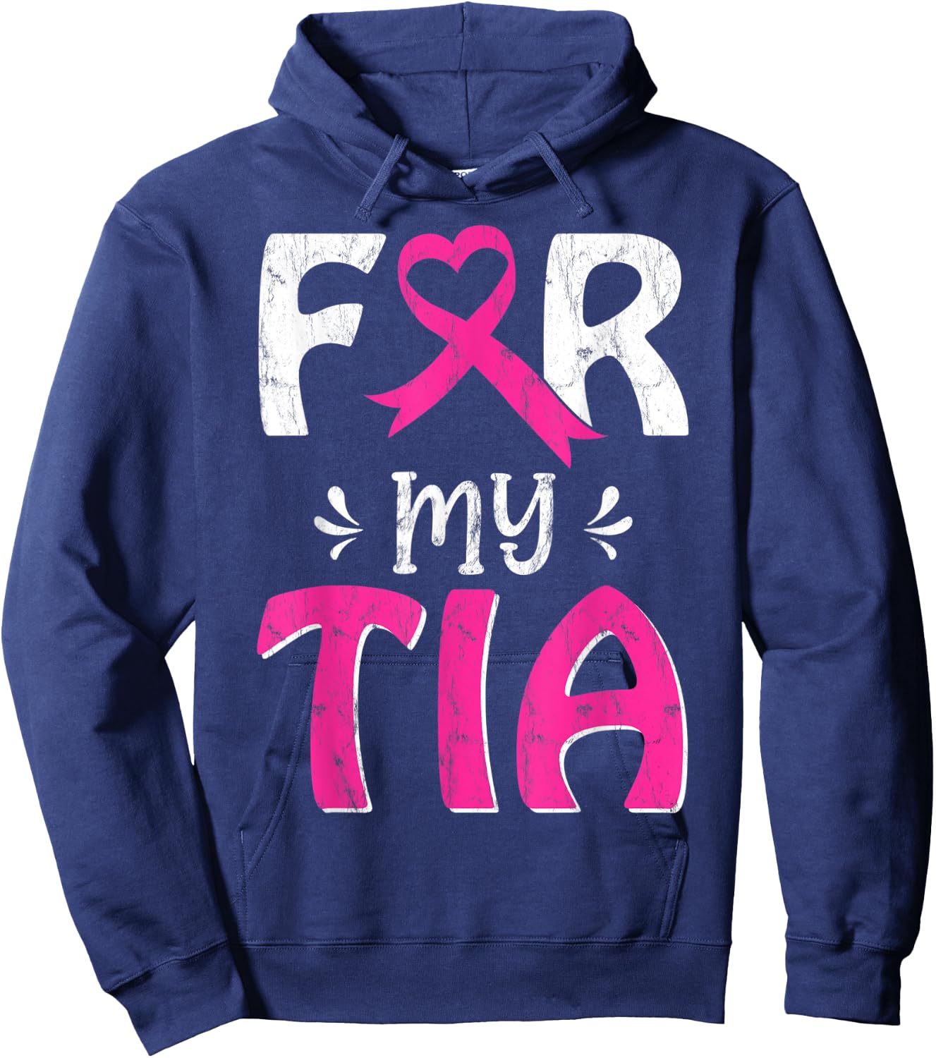 Pink Ribbon For My Tia October Breast Cancer Awareness Day Hoodie - Hoodie | Navy