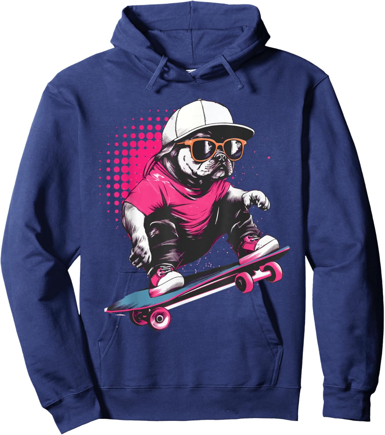 Pug Skater - Skaterboard Skateboarding Dog Lover Puppy Owner Hoodie - Hoodie | Navy