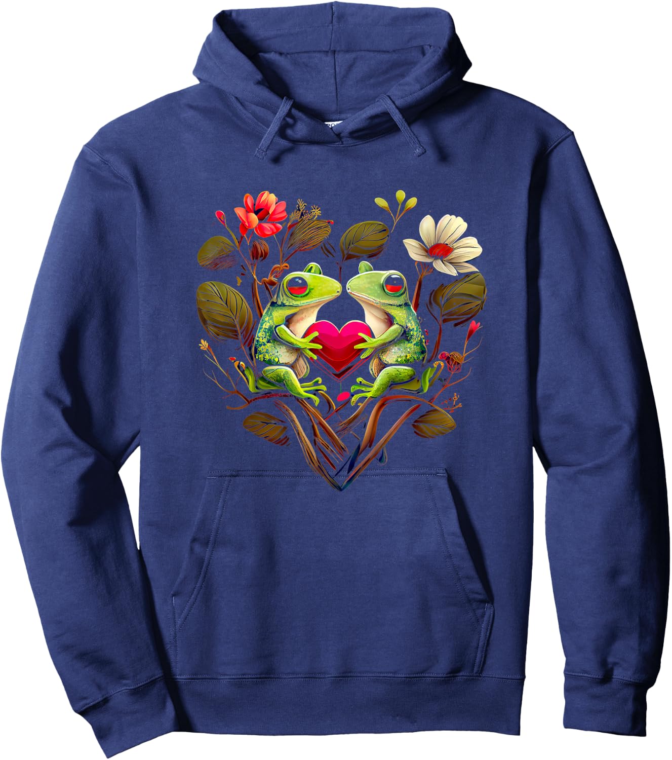 Heart-shaped Frog couple - Valentine's day Hoodie - Hoodie | Navy