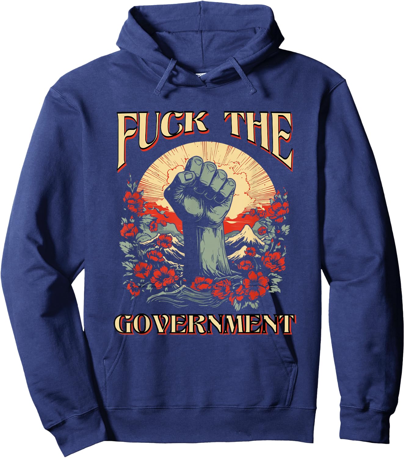UGR -Adults Black Fuck The Government Protest Design Hoodie - Hoodie | Navy