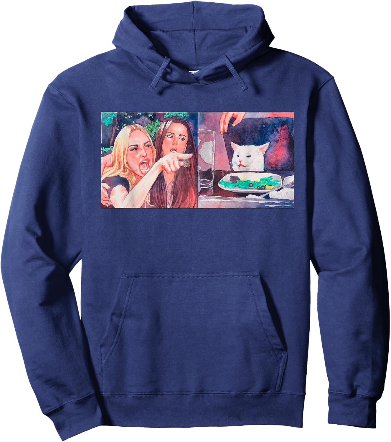 Woman yelling at table dinner cat meme dank meme Hoodie - Hoodie | Navy