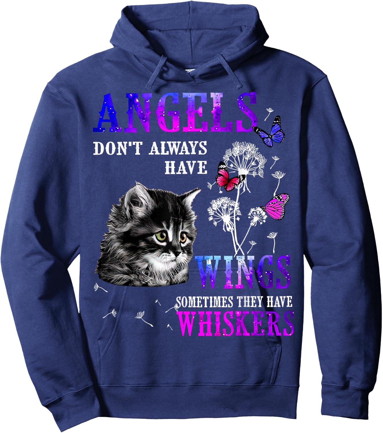 Angels Don’t Always Have Wings Sometimes They Have Whiskers Hoodie - Hoodie | Navy