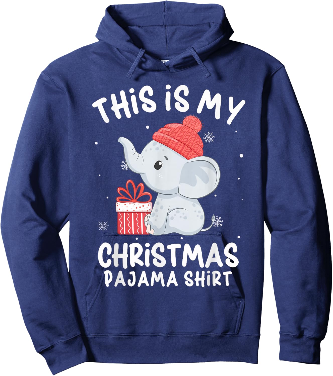 This Is My Christmas Pajama Shirt Baby Elephant Hat Xmas Hoodie - Hoodie | Navy