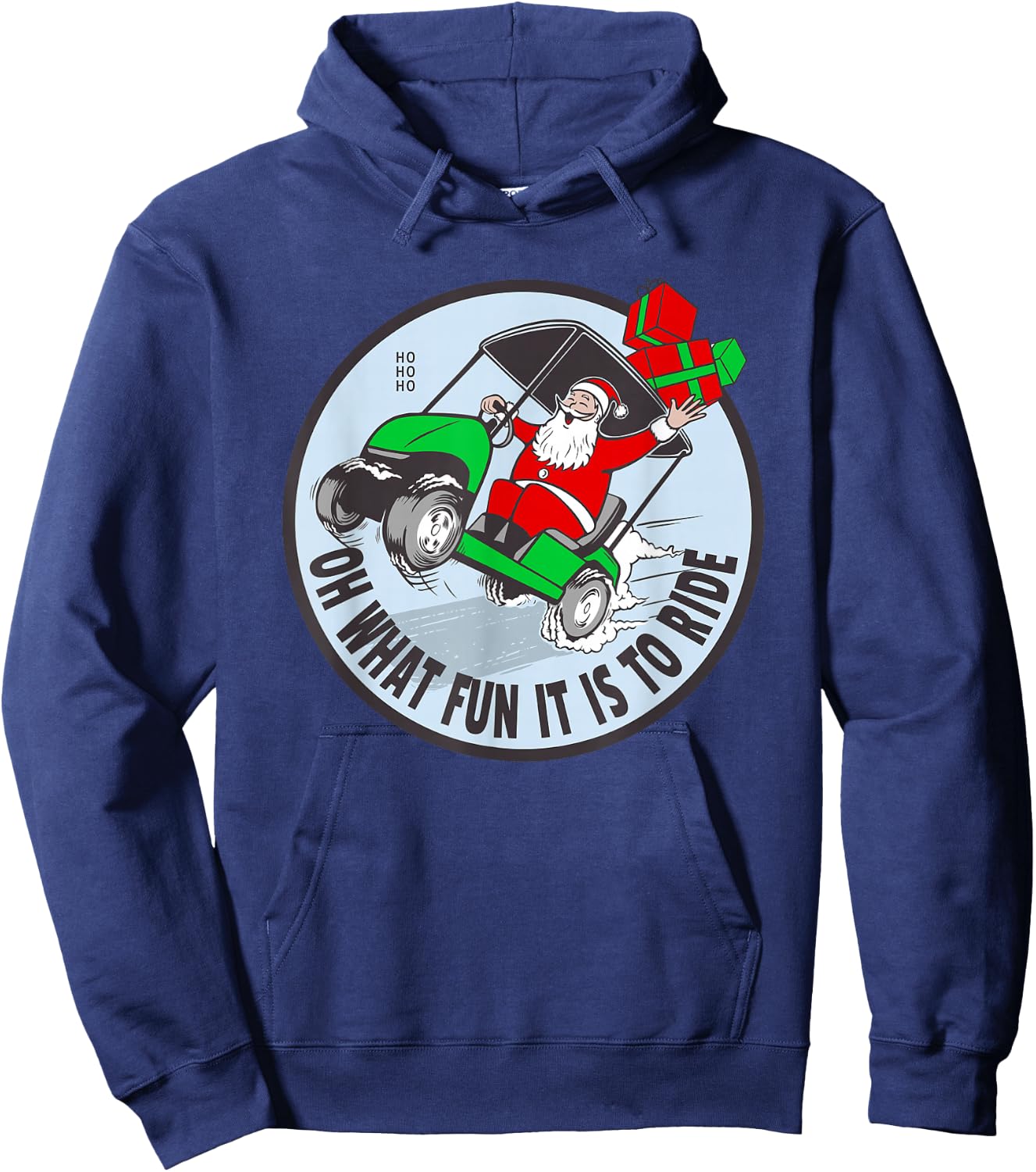 Funny Golfing Santa Claus - Christmas Golfer Golf Cart Hoodie - Hoodie | Navy