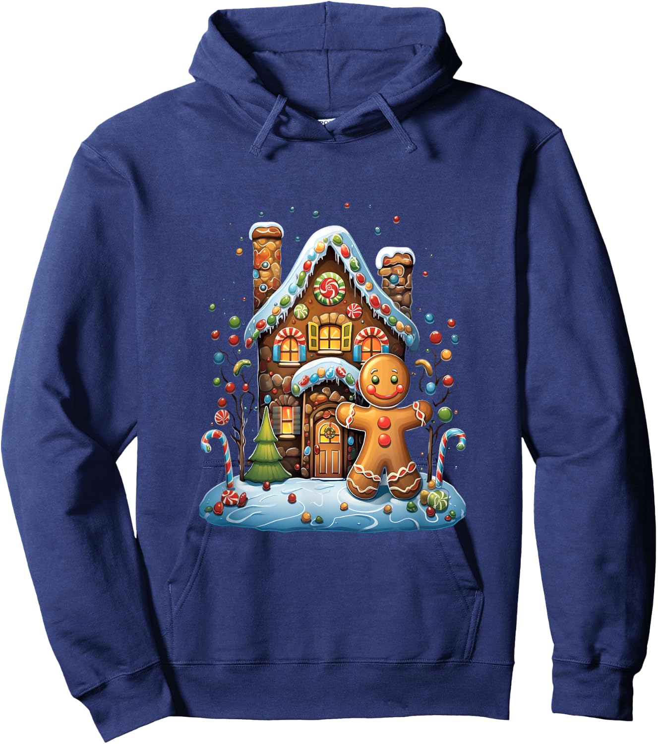 Christmas Gingerbread House Candy Cane X-Mas Pajamas Party Hoodie - Hoodie | Navy