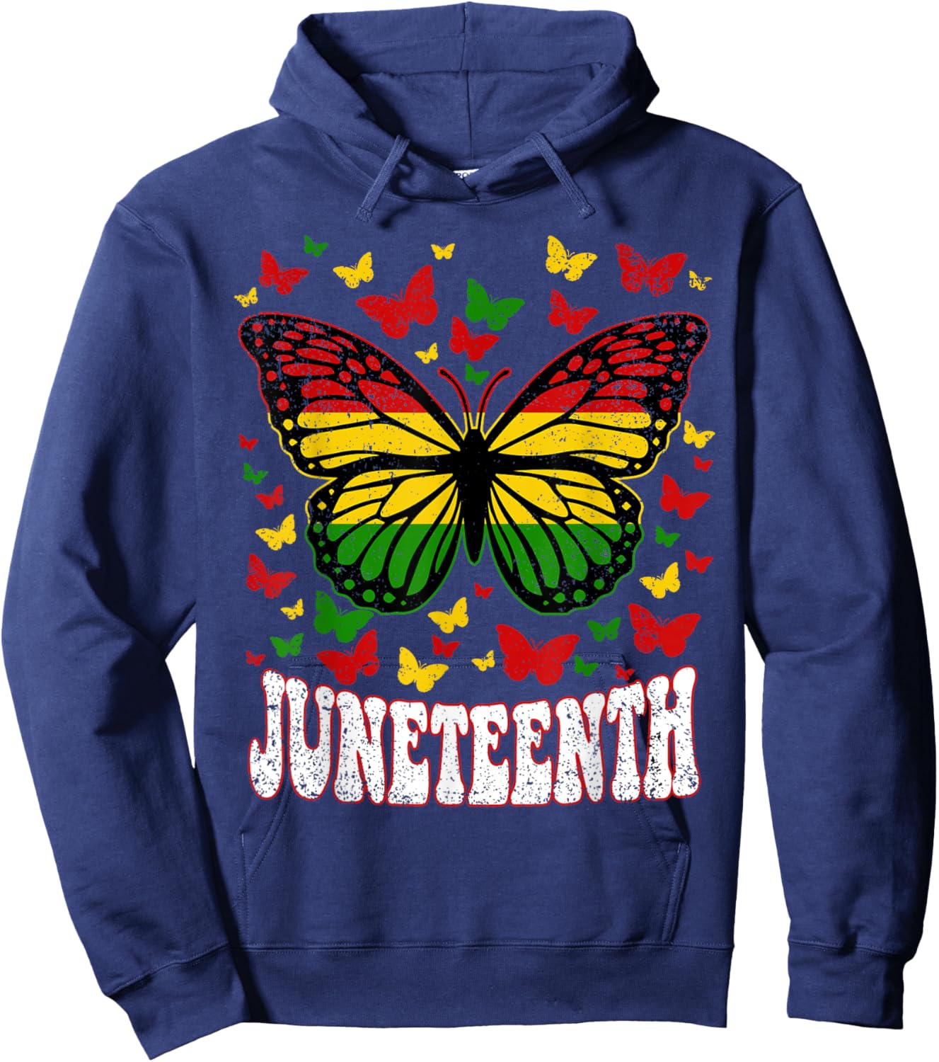 Butterflies Juneteenth Retro Black History African American Hoodie - Hoodie | Navy