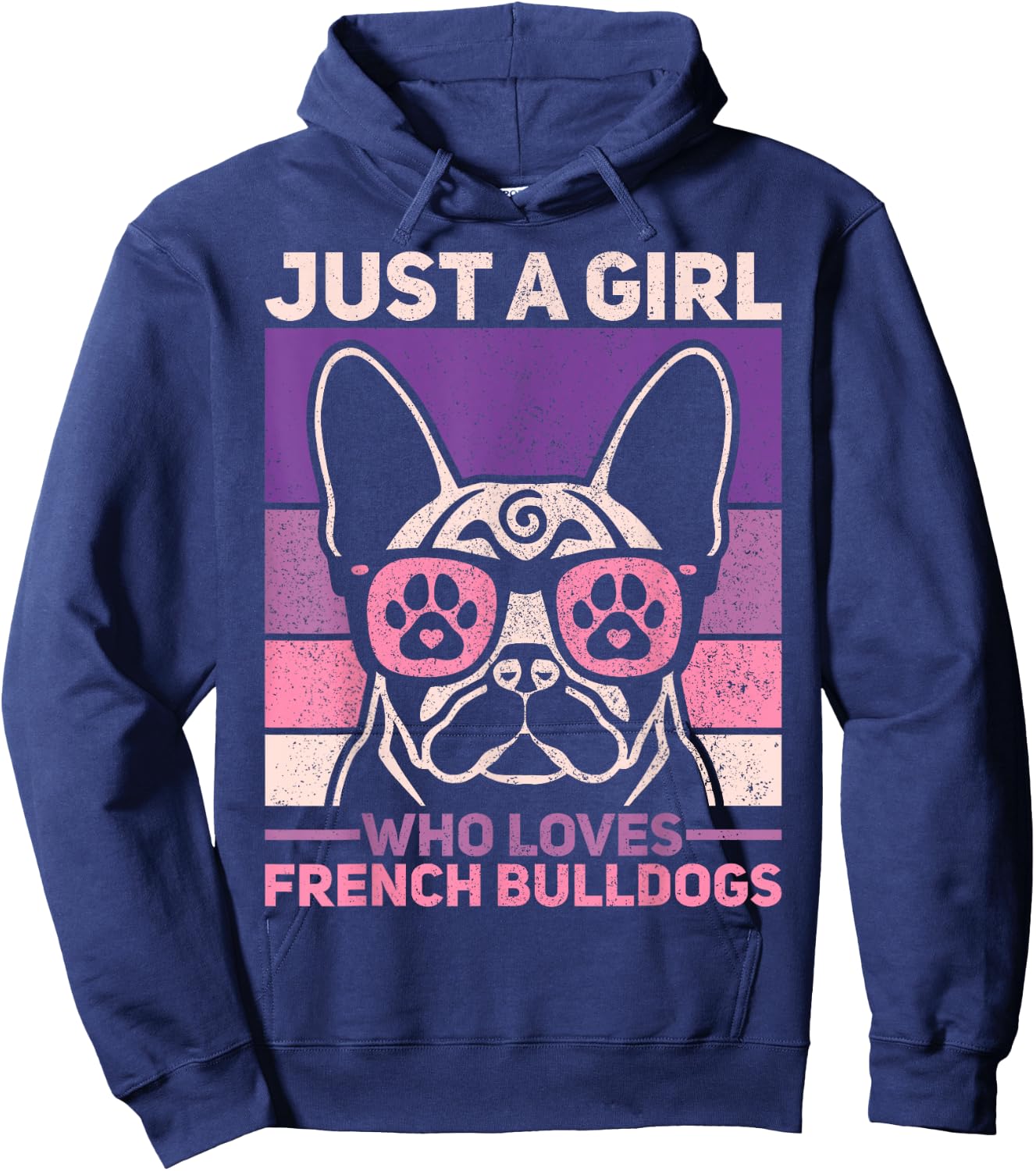 Retro Dog Lover Outfit Just A Girl Who Loves French Bulldogs Hoodie - Hoodie | Navy