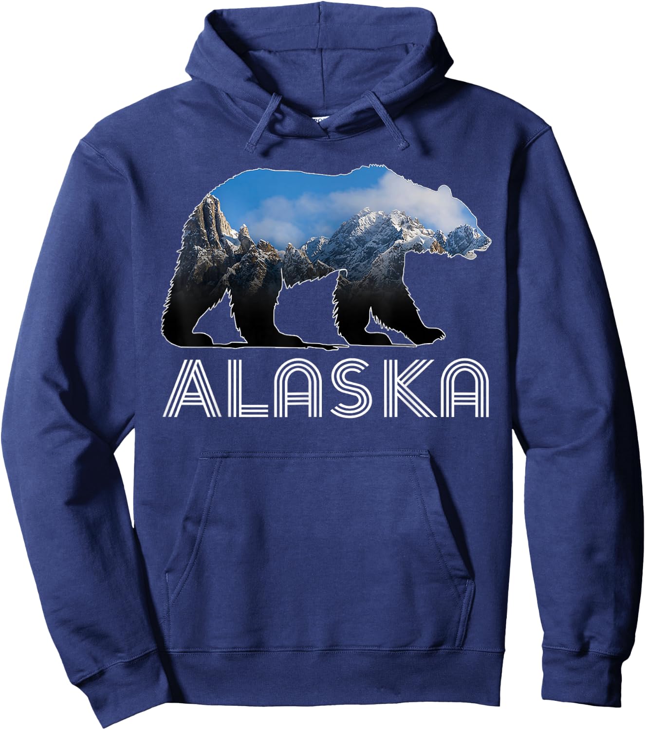 Alaskan Mountains Bear Grizzly Alaska State Souvenirs Hoodie - Hoodie | Navy