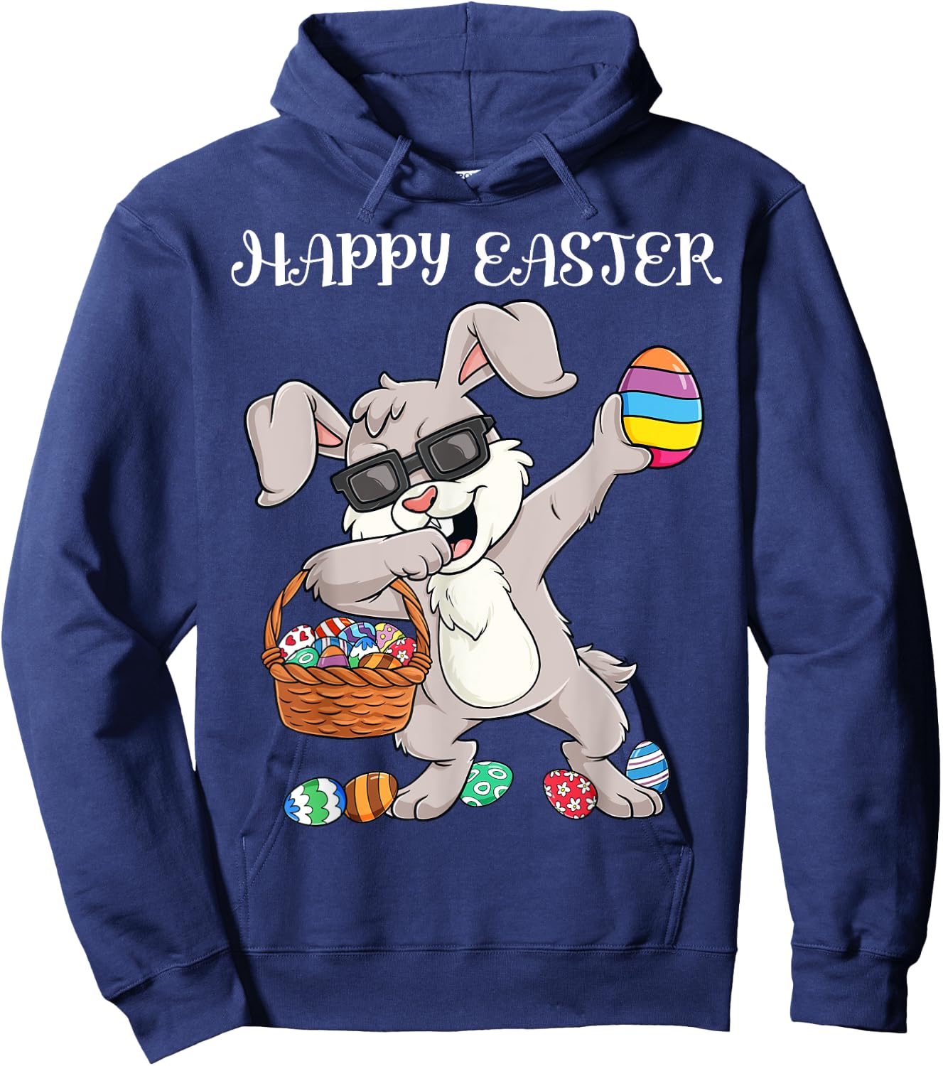 Happy Easter Day Dabbing Rabbit Eggs Toddler Boys Girls Kids Hoodie - Hoodie | Navy