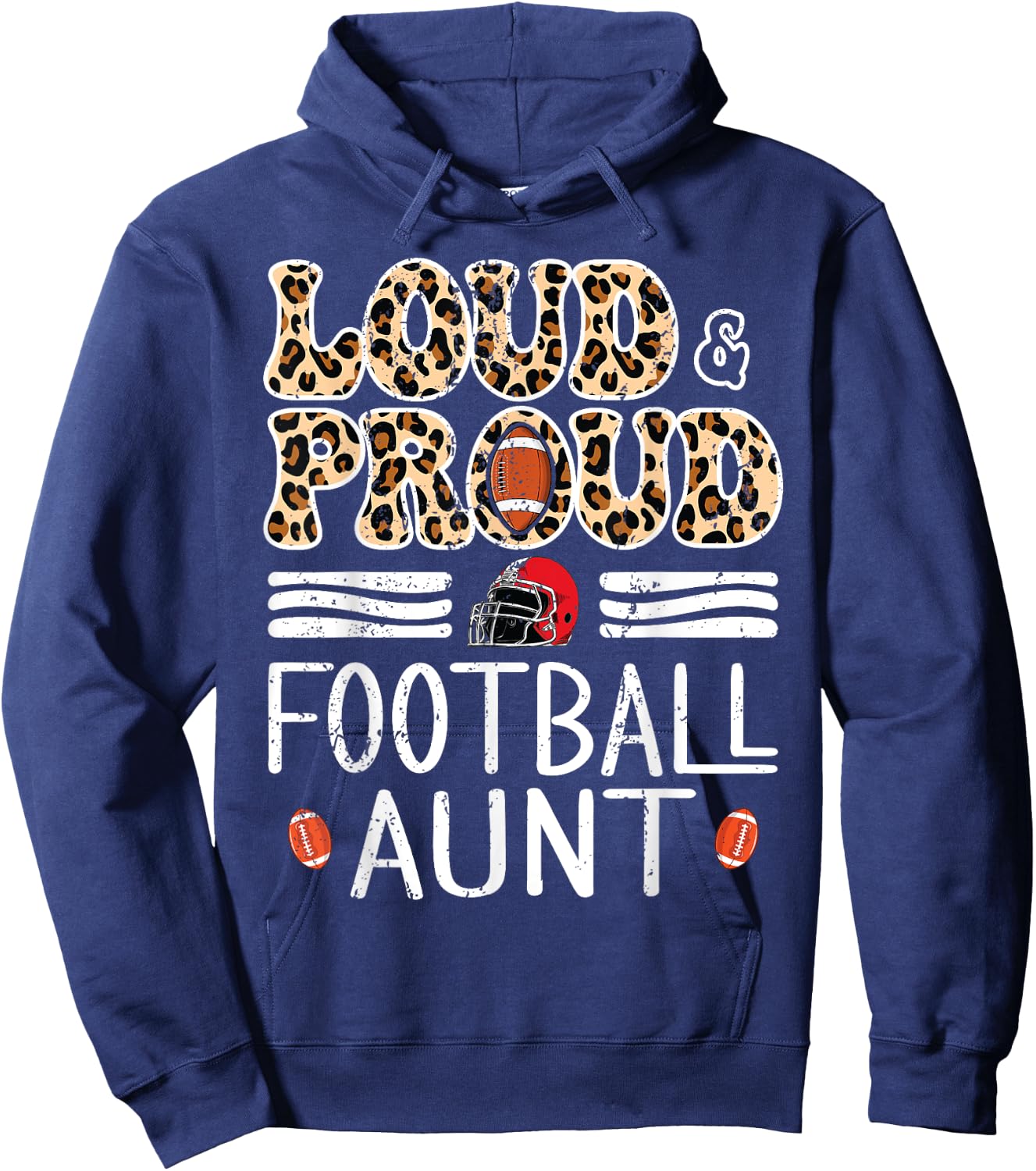 Leopard Loud & Proud American Football Aunt Family Women Hoodie - Hoodie | Navy